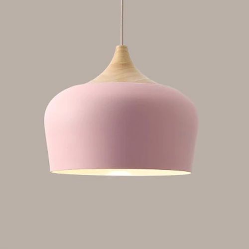 LichtHout - Hanglamp van Metaal en Hout in Zachte Pasteltinten