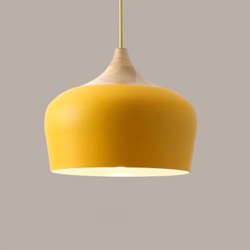 LichtHout - Hanglamp van Metaal en Hout in Zachte Pasteltinten