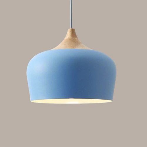 LichtHout - Hanglamp van Metaal en Hout in Zachte Pasteltinten
