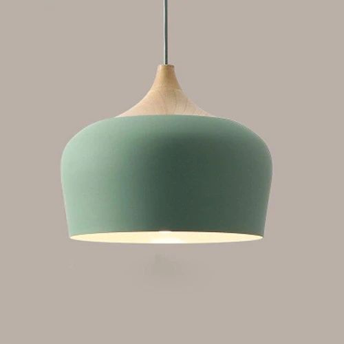 LichtHout - Hanglamp van Metaal en Hout in Zachte Pasteltinten