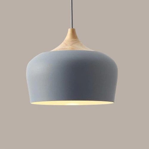 LichtHout - Hanglamp van Metaal en Hout in Zachte Pasteltinten