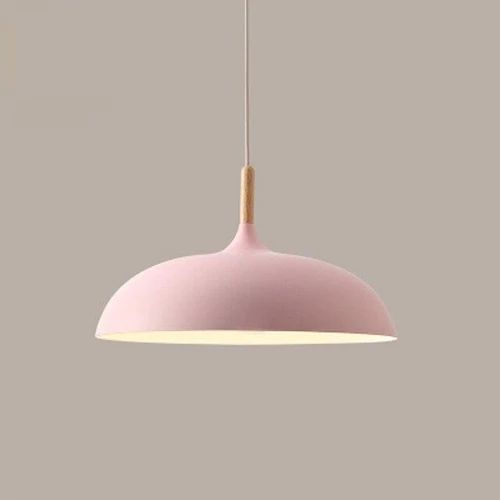 LichtHout - Hanglamp van Metaal en Hout in Zachte Pasteltinten