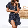 Charlene - Korte Mouw Polka Dot Jurk - Zomerjurk Dames Casual Vintage