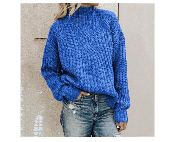 JuliaKnit Pullover | Comfortabele Kabelgebreide Trui met Coltrui voor Dames