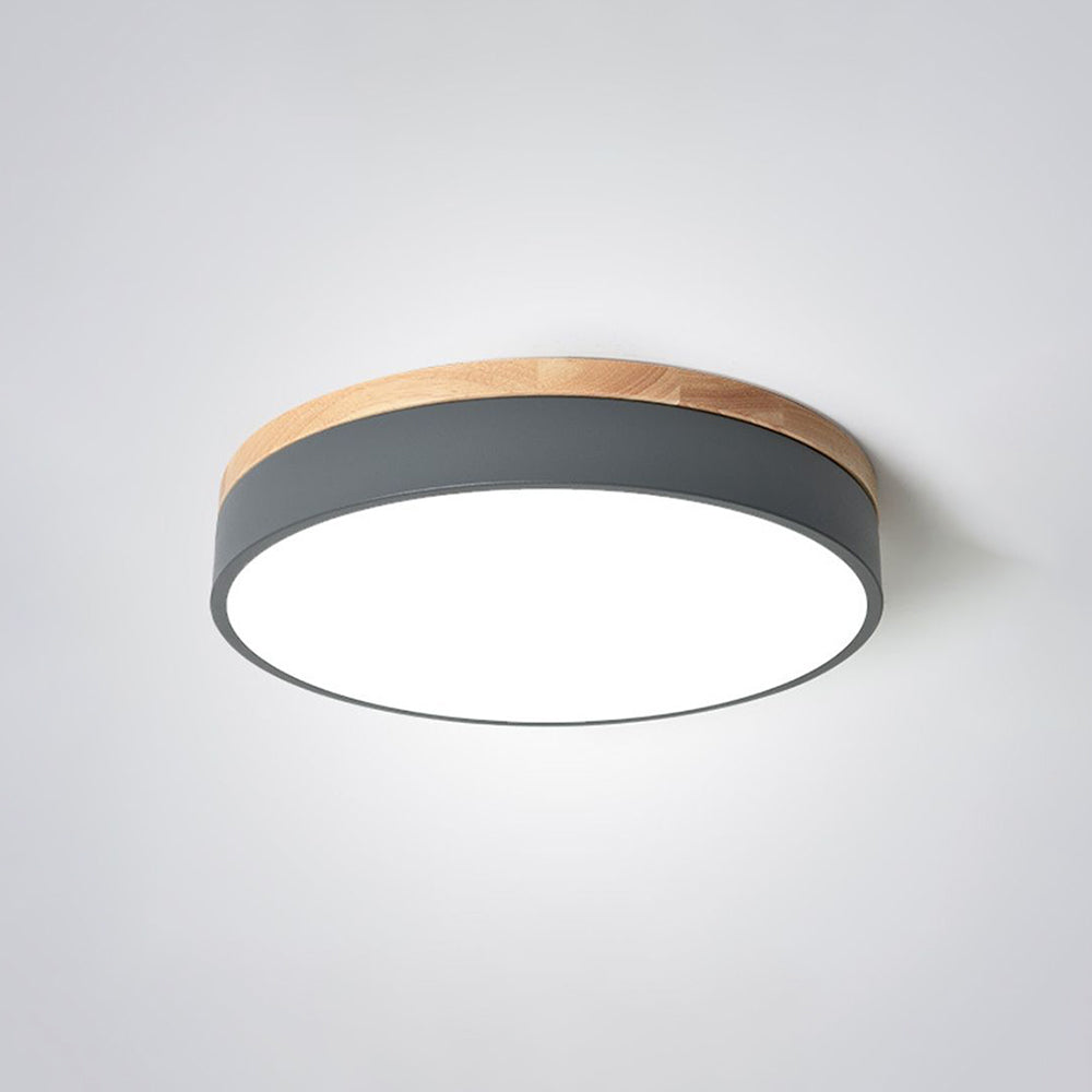 ScandiShade - Moderne Plafondlamp van Wit en Grijs Metaal met Houten Accenten voor Slaapkamer en Woonkamer