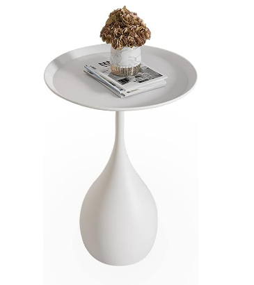 Cirkulair Stalen Bijzettafel met Voetstuk | Klassiek Ontwerp in Moderne Stijl