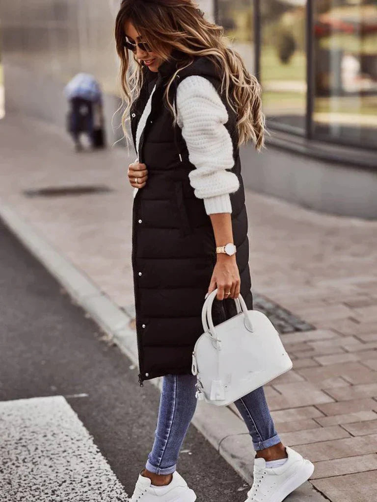 Noëlle - Gewatteerde Pufferbodywarmer met Capuchon voor Dames