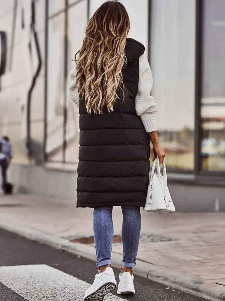 Noëlle - Gewatteerde Pufferbodywarmer met Capuchon voor Dames