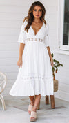 Witte Boho Midi Jurk | Stijlvolle Midi Jurk in Bohemian Stijl voor Elke Gelegenheid